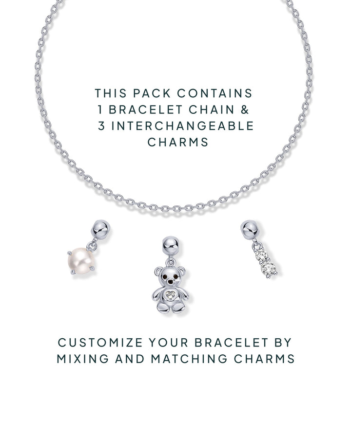 Charm Me Baby â€“ Bear & Pearl Charm Bracelet Set