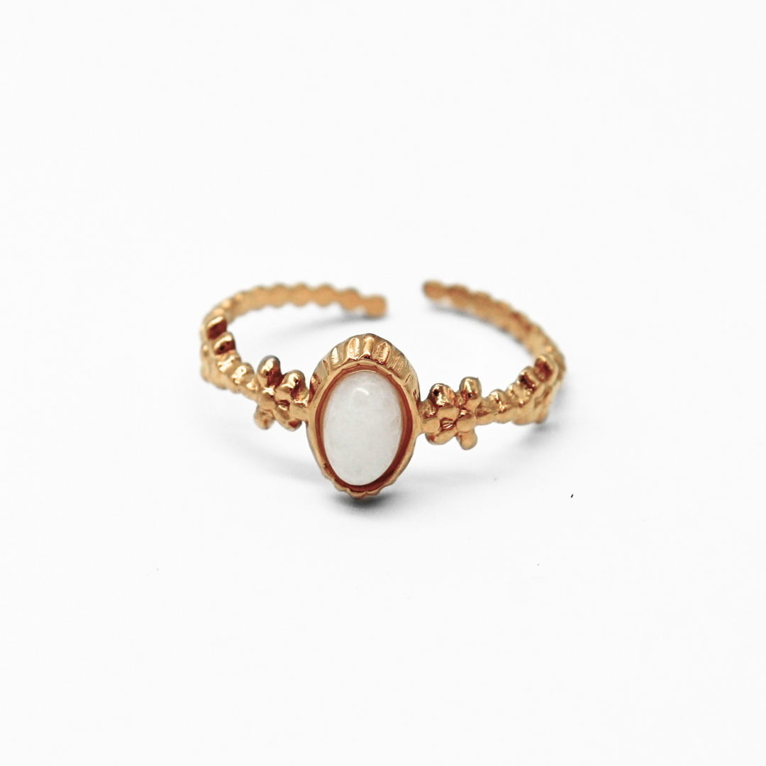Lise - Ring - Natuursteen - Stainless Steel - Verstelbaar