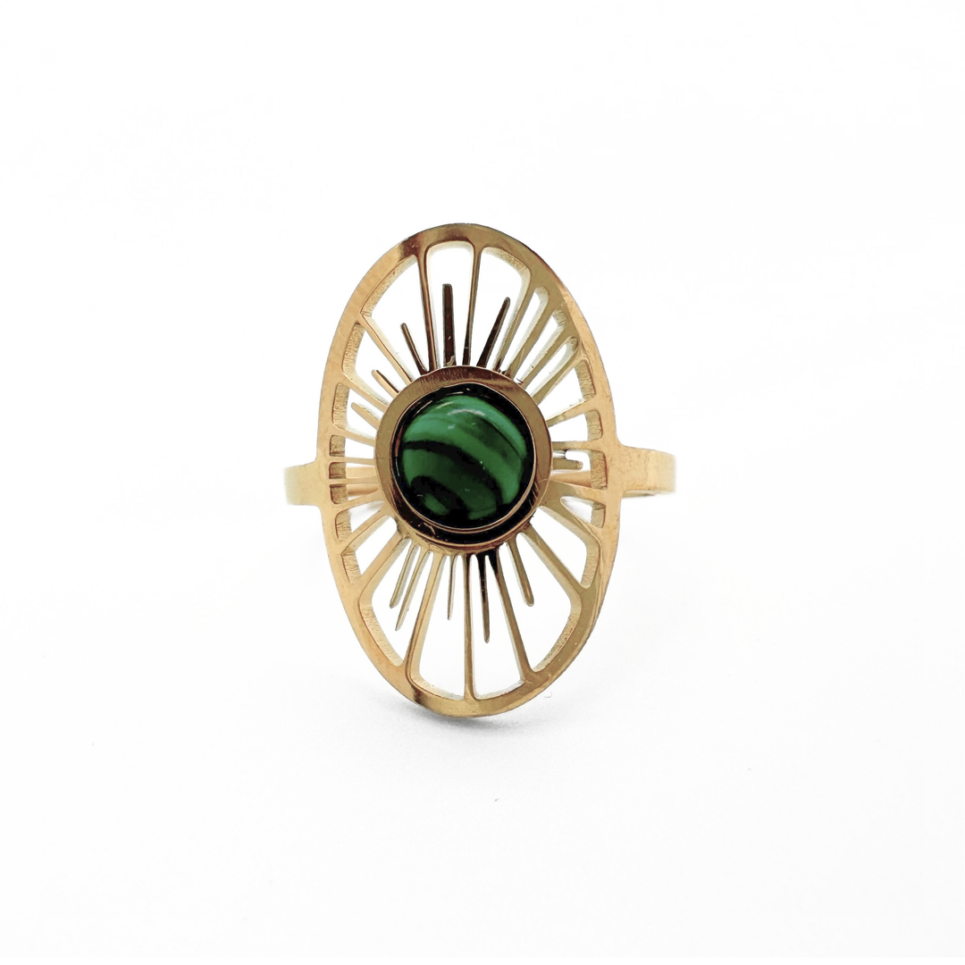 Claudia - Ring - Natuursteen - Stainless Steel - Verstelbaar