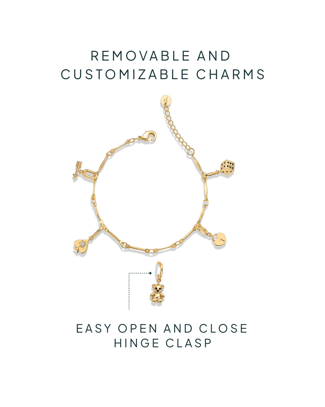 Lucky Girl Charm Twisted Bar Link Chain Bracelet Set