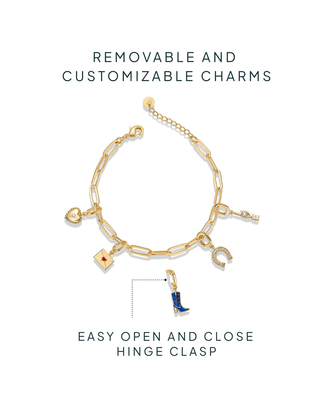 Western Meets Romantic vibes Charm Paperclip Bracelet Set