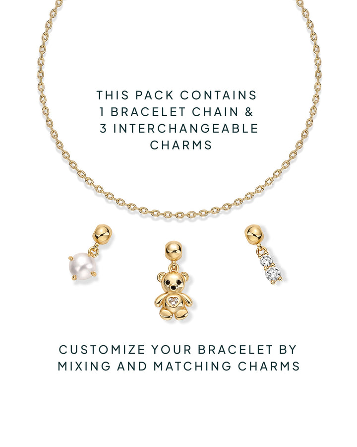 Charm Me Baby â€“ Bear & Pearl Charm Bracelet Set