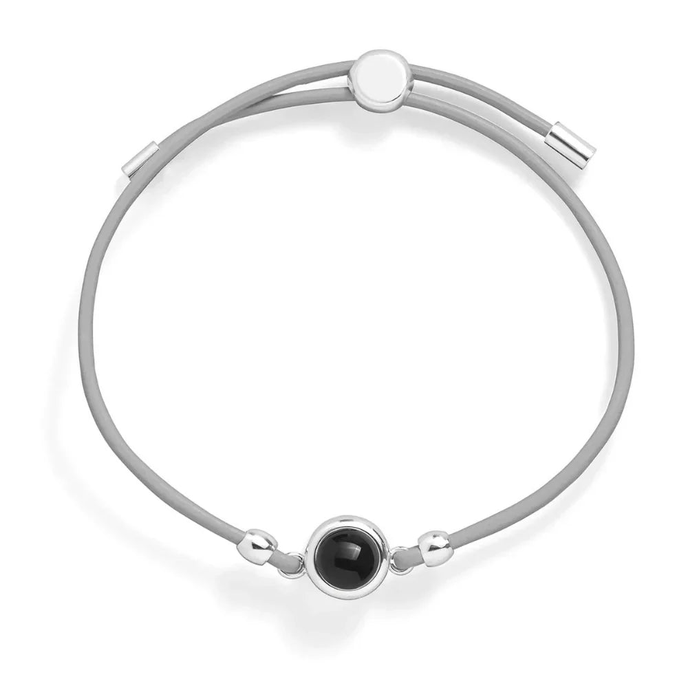 Personalized photo bracelet with a leather cord