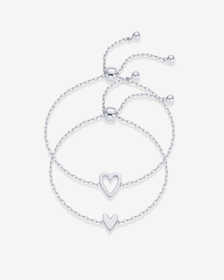 Heart Duo Charm Solitaire Bracelet