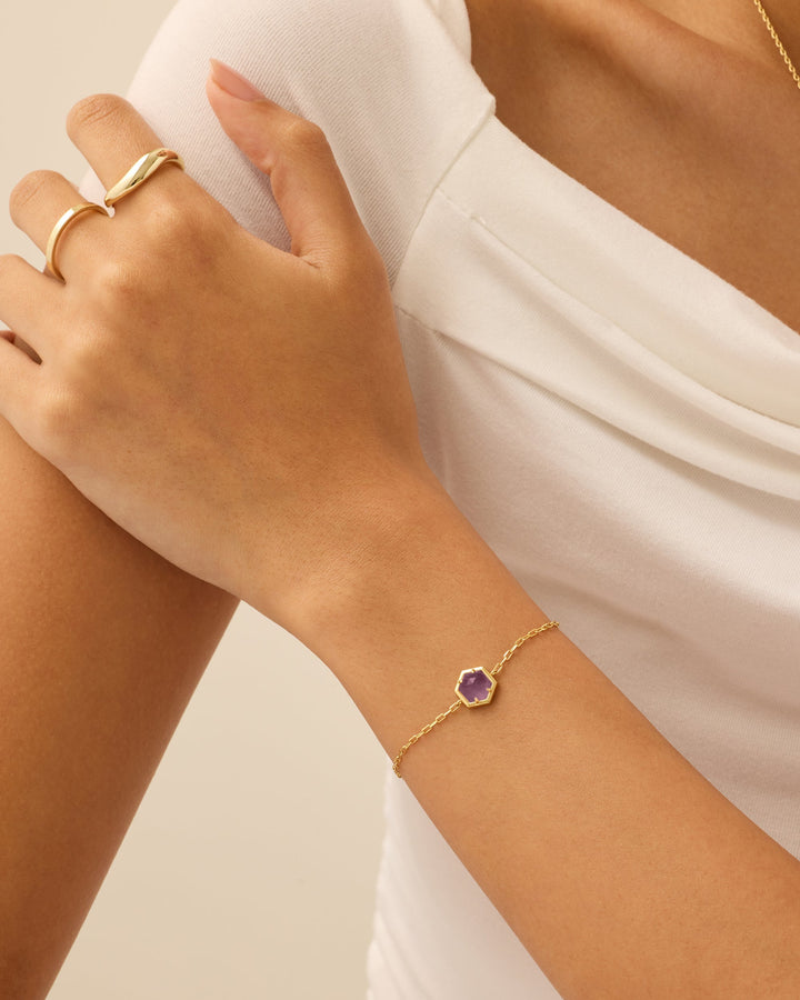 Gemstone Hexagon Bracelet