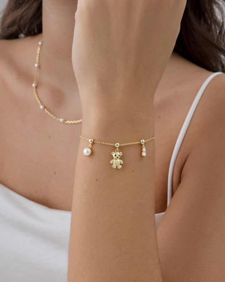Charm Me Baby â€“ Bear & Pearl Charm Bracelet Set