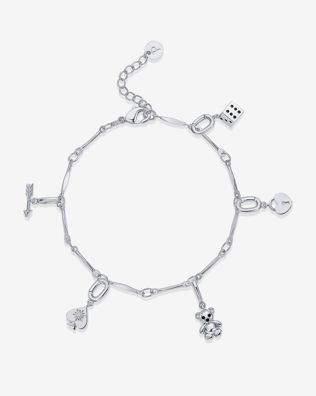 Lucky Girl Charm Twisted Bar Link Chain Bracelet Set