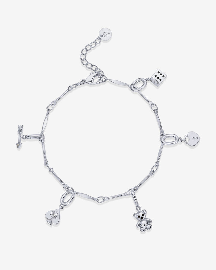 Lucky Girl Charm Twisted Bar Link Chain Bracelet Set