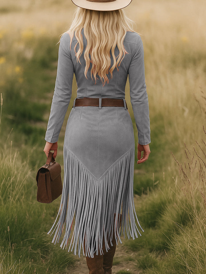 Valencia | Suede dress with fringe