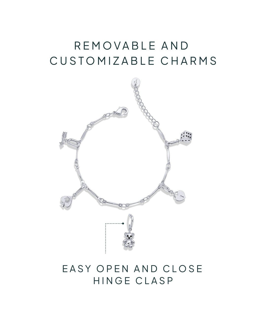 Lucky Girl Charm Twisted Bar Link Chain Bracelet Set