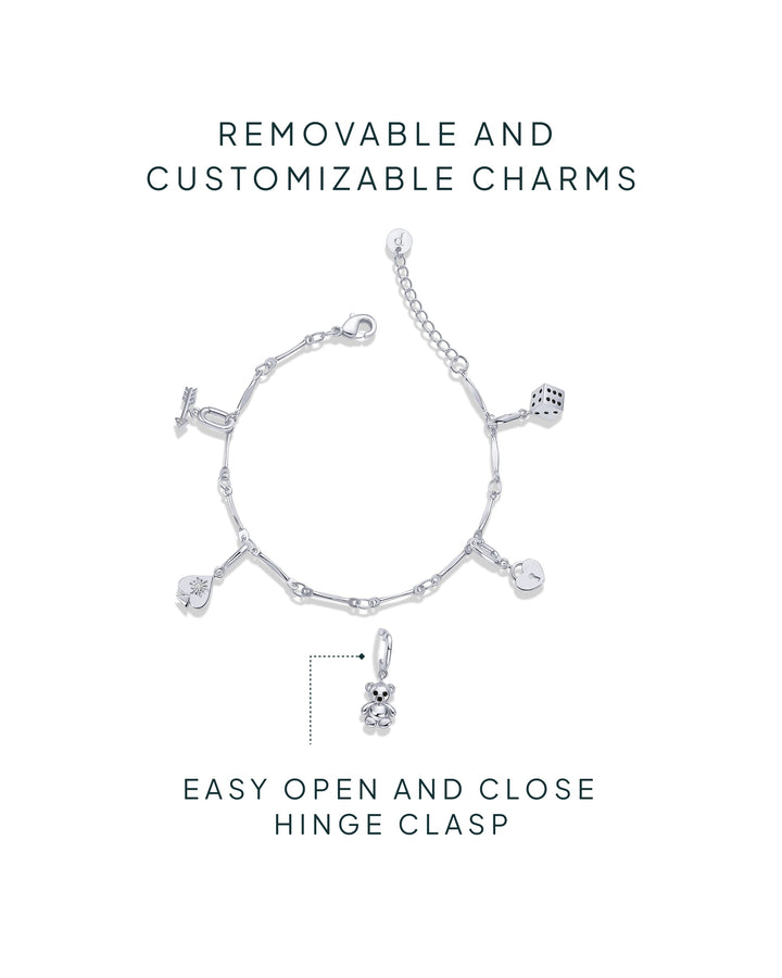 Lucky Girl Charm Twisted Bar Link Chain Bracelet Set