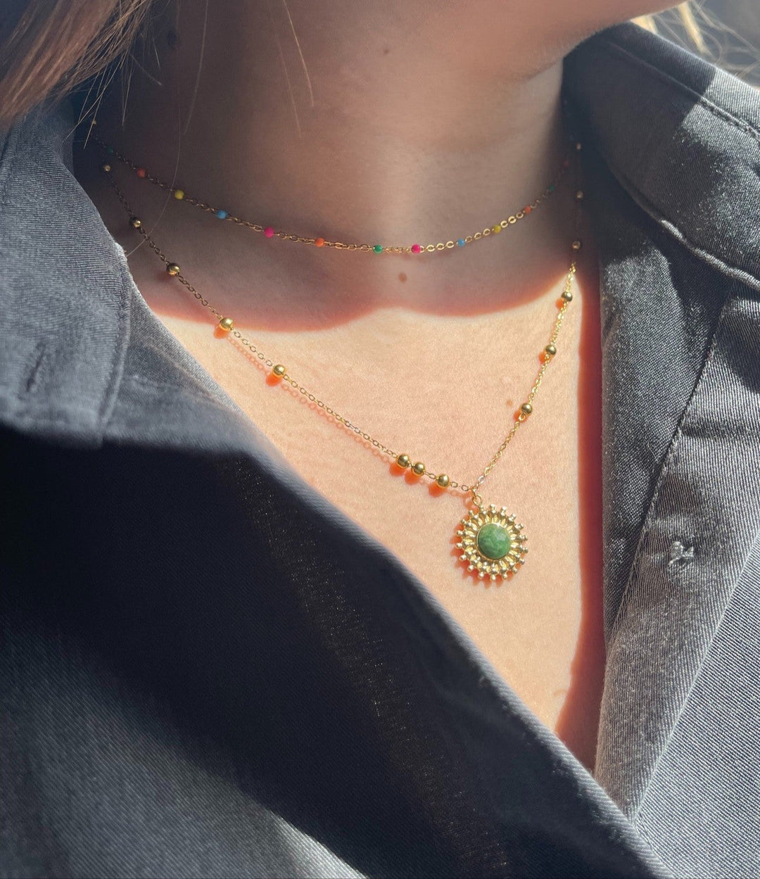 Jasmine - Necklace - Natural Stone - Stainless Steel