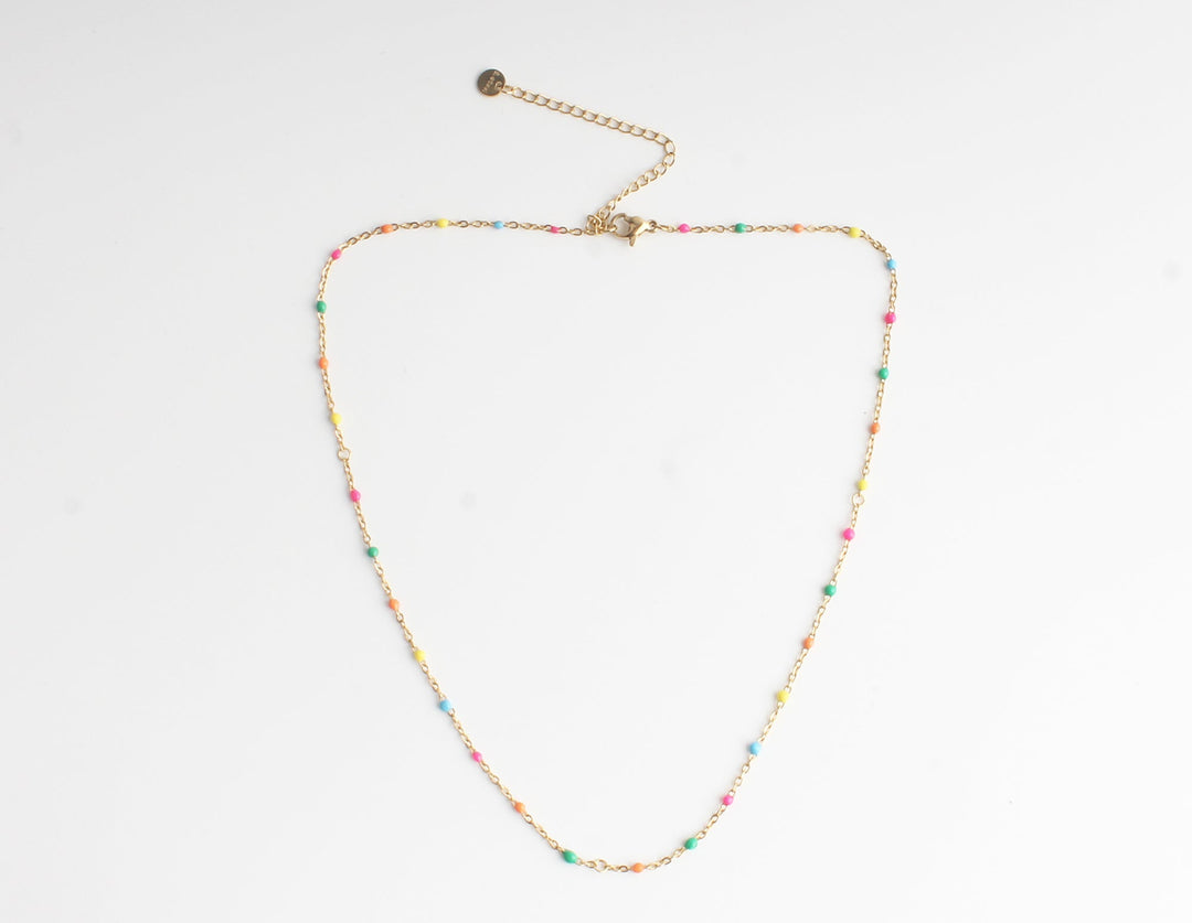 Multicolor Dot - Necklace - Stainless Steel