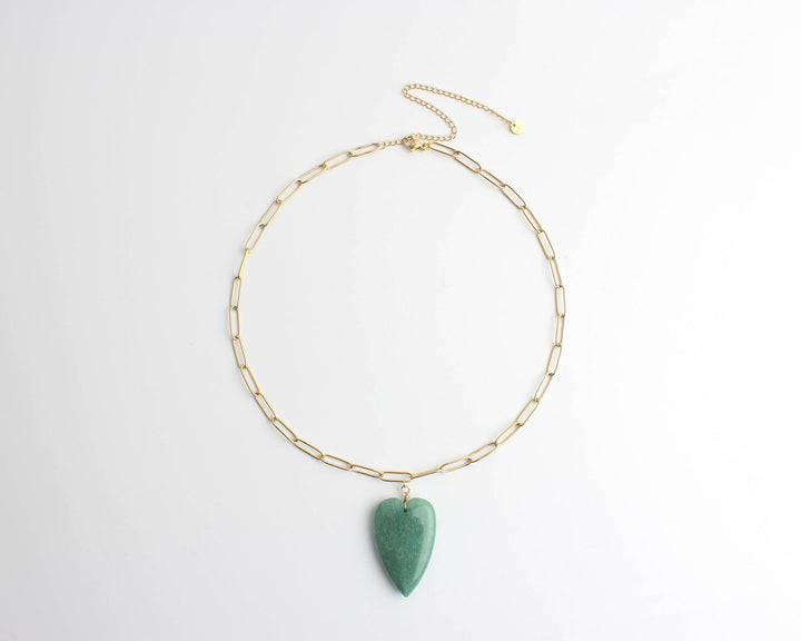 Natural Stone Heart - Necklace - Natural Stone - Stainless Steel