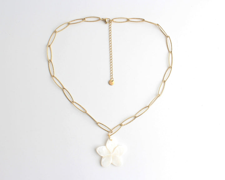 Big White Flower- Necklace - Stainless Steel