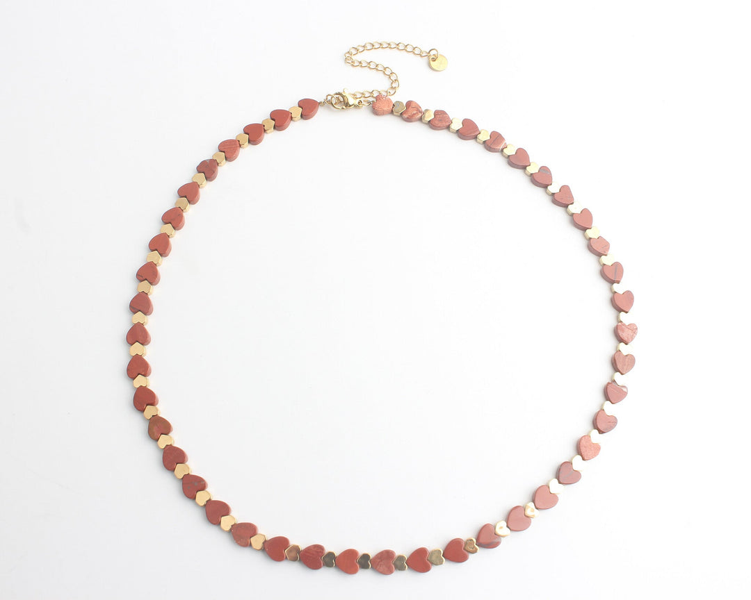 Heart To Heart - Necklace - Natural Stone - Stainless Steel