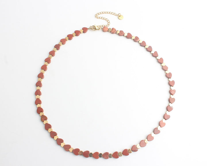 Heart To Heart - Necklace - Natural Stone - Stainless Steel