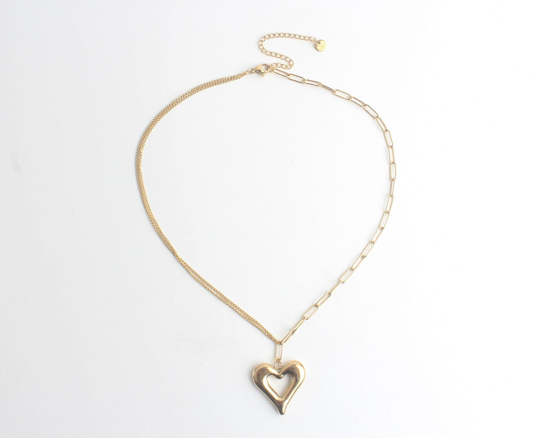 Chained Heart - Necklace - Stainless Steel