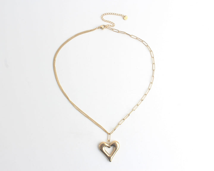Chained Heart - Necklace - Stainless Steel