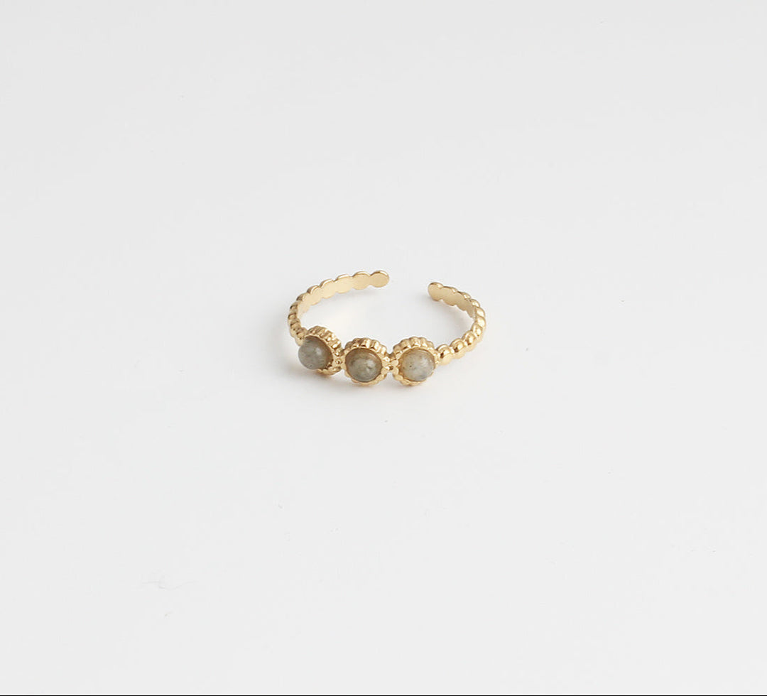 Demi - Ring - Natuursteen -  Stainless Steel - Verstelbaar