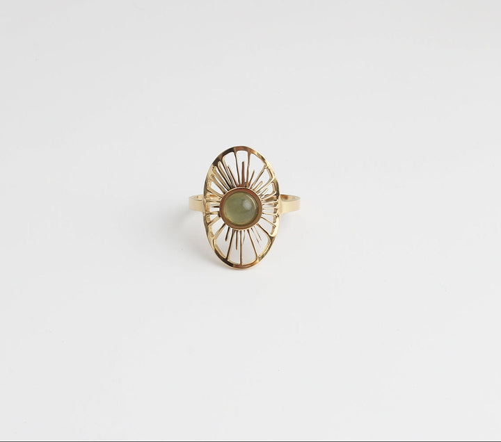 Claudia - Ring - Natuursteen - Stainless Steel - Verstelbaar