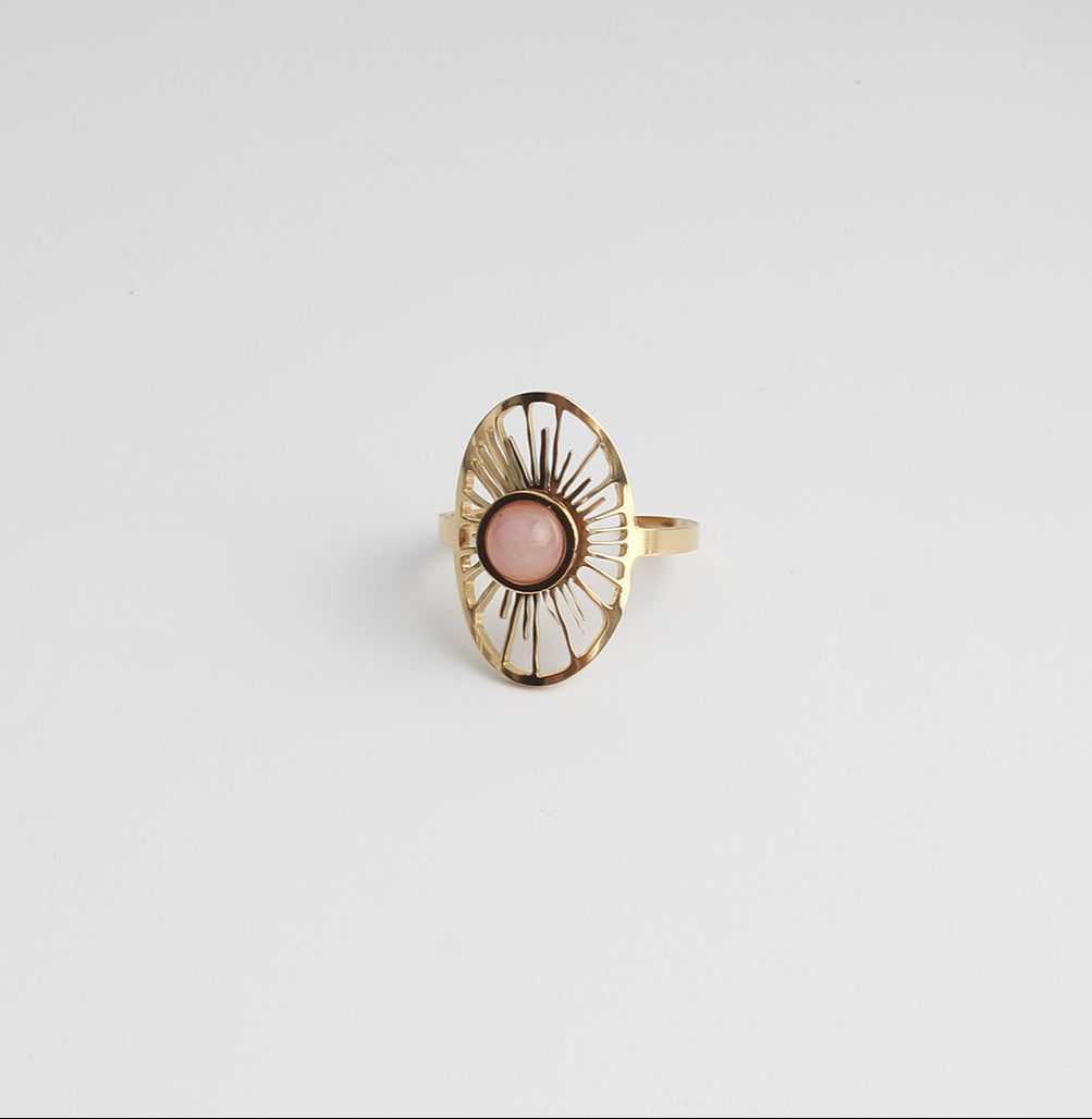 Claudia - Ring - Natuursteen - Stainless Steel - Verstelbaar