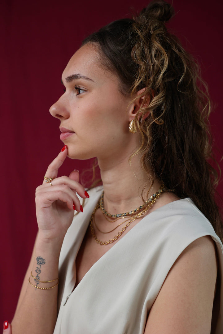 Stargazing - Necklace - Natural Stone - Stainless Steel