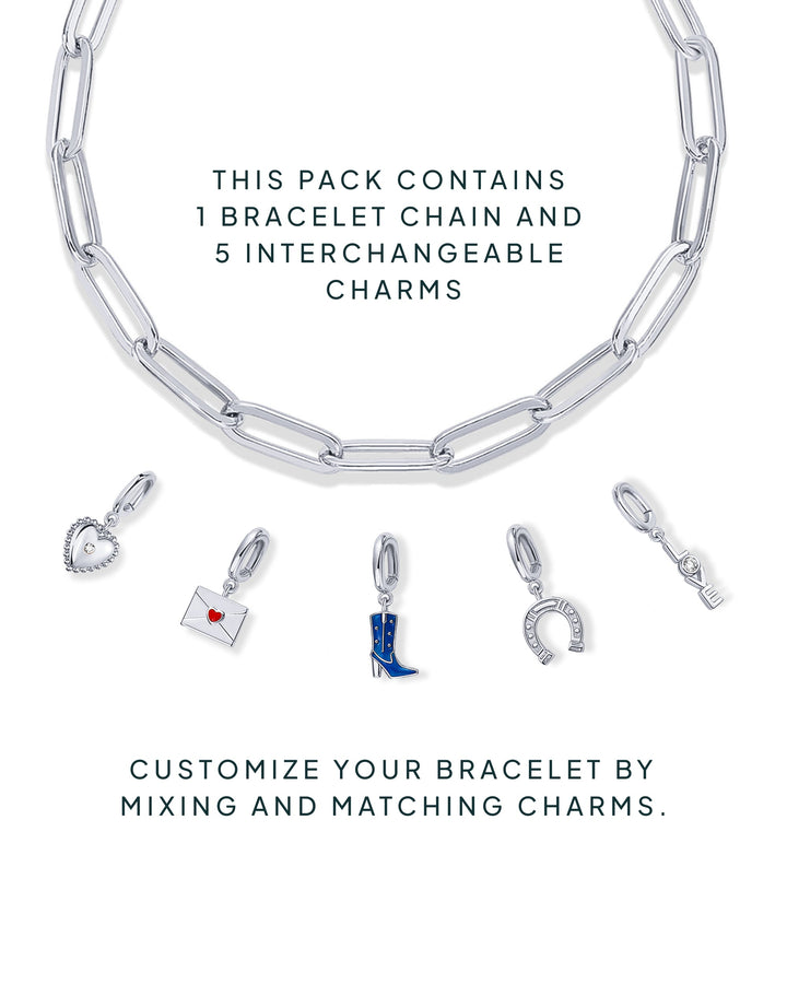 Western Meets Romantic vibes Charm Paperclip Bracelet Set