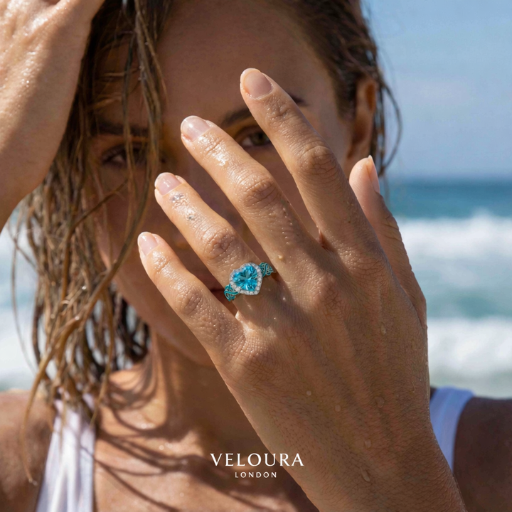 Ocean Heart Ring - Aquamarine