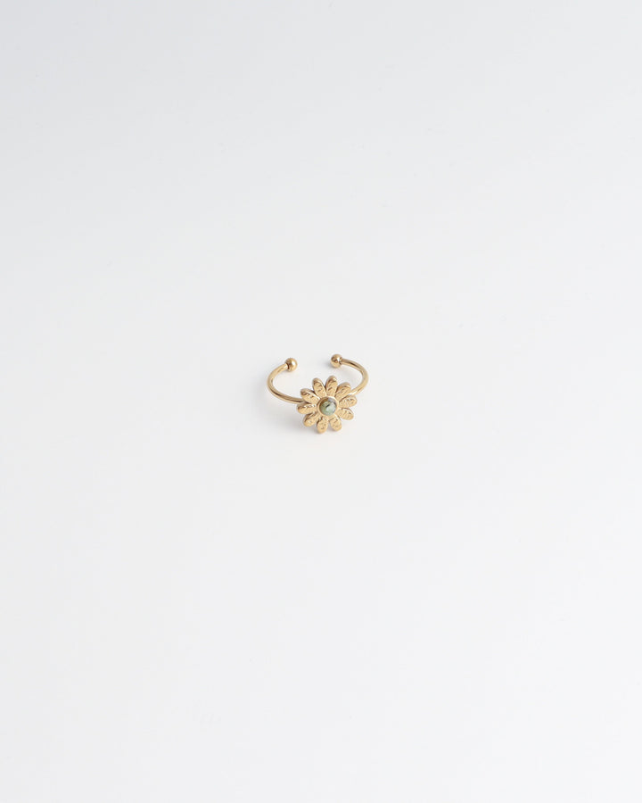 Daisy - Ring - Natuursteen - Stainless Steel - Verstelbaar
