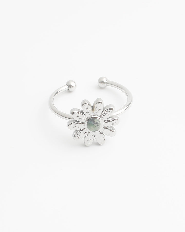 Daisy - Ring - Natuursteen - Stainless Steel - Verstelbaar