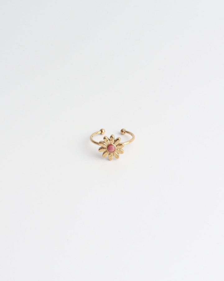 Daisy - Ring - Natuursteen - Stainless Steel - Verstelbaar