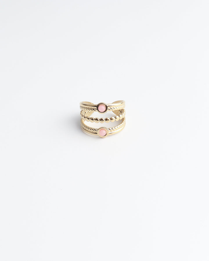 Michelle - Ring - Natuursteen - Stainless Steel - Verstelbaar