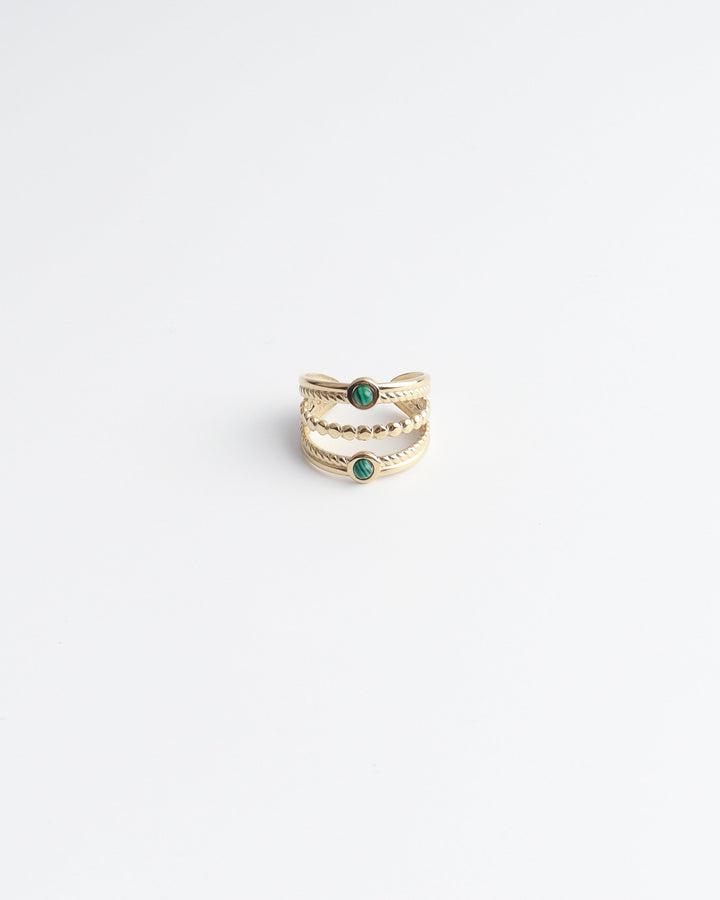 Michelle - Ring - Natuursteen - Stainless Steel - Verstelbaar