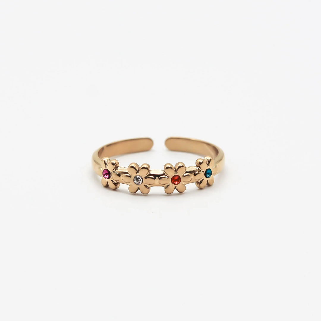 Lovely Flowers - Ring - Stainless Steel - Verstelbaar