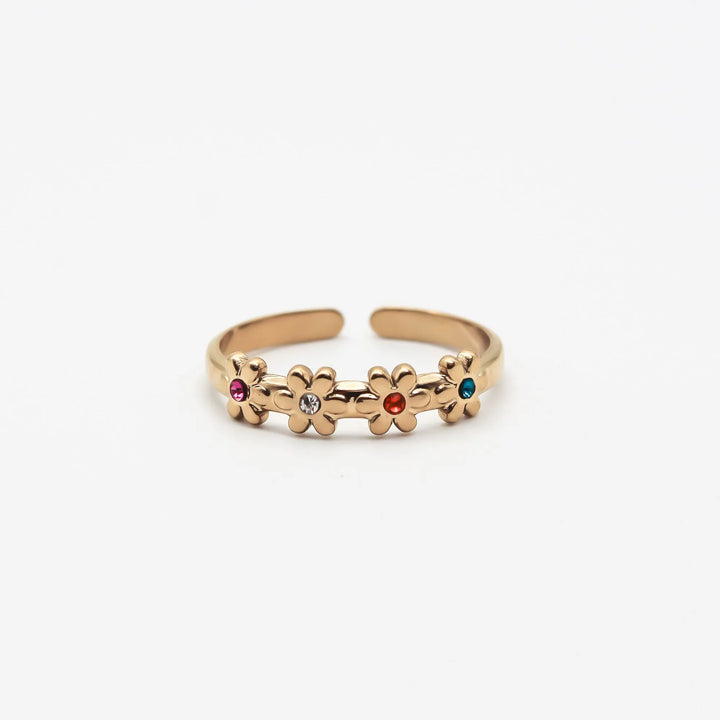 Lovely Flowers - Ring - Stainless Steel - Verstelbaar