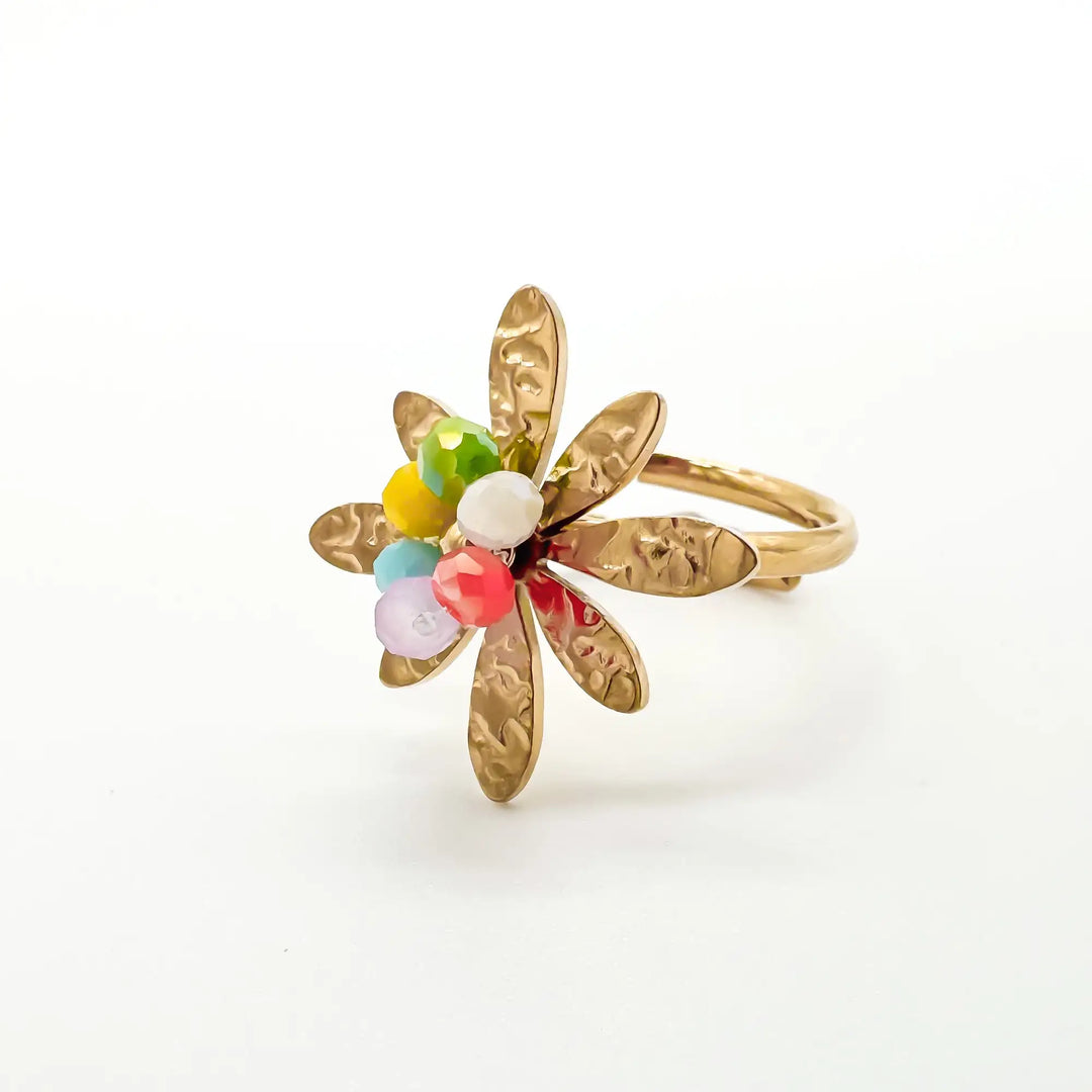 Colorful Flower - Ring - Stainless Steel - Verstelbaar