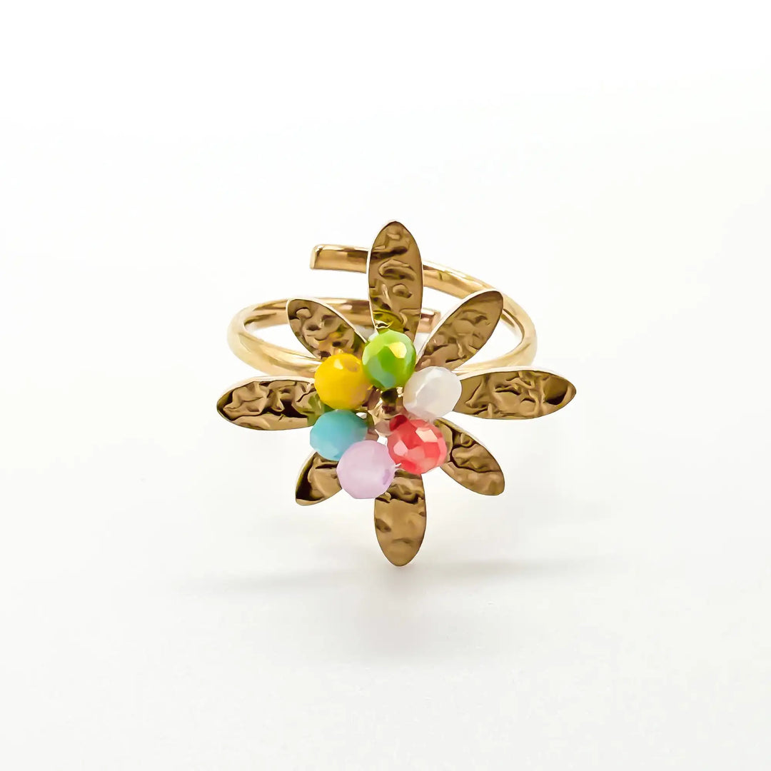 Colorful Flower - Ring - Stainless Steel - Verstelbaar