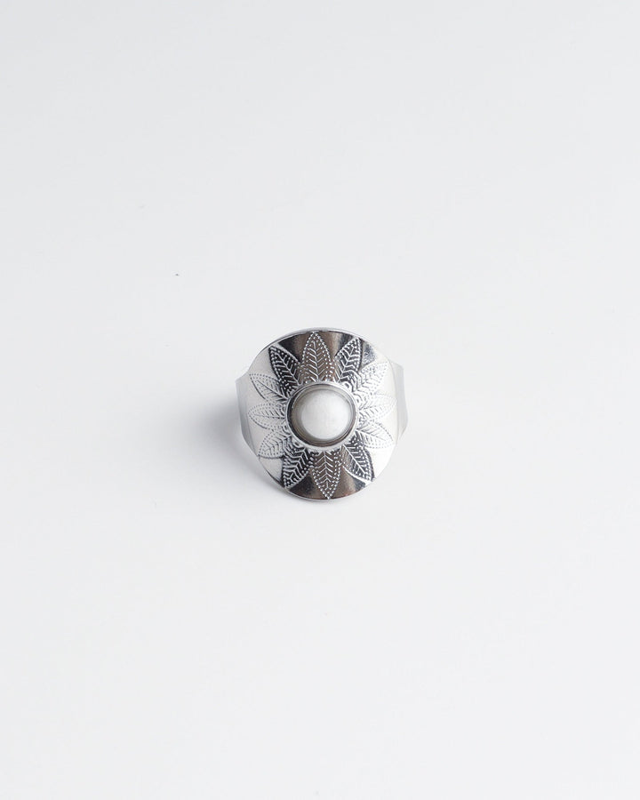 Nanne - Ring - Natuursteen - Stainless Steel - Verstelbaar