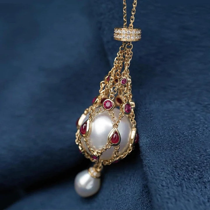 Pearl & Gemstone Lavalier Necklace