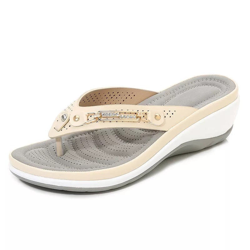 Karen | Women’s Arch Support Soft Cushion Leather Flip Flops