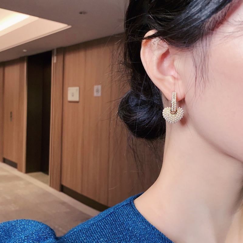 Heart Pearl Earrings
