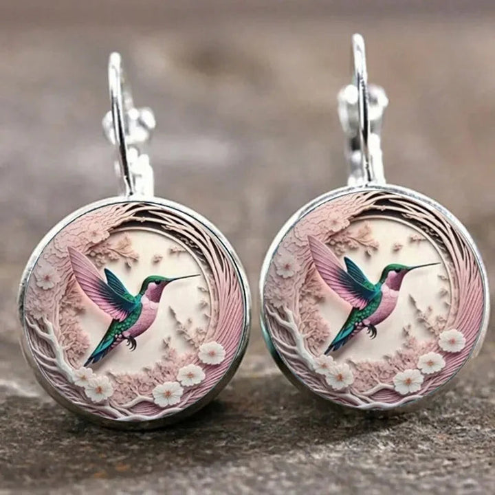Hummingbird Glass Dome Pendant Necklace