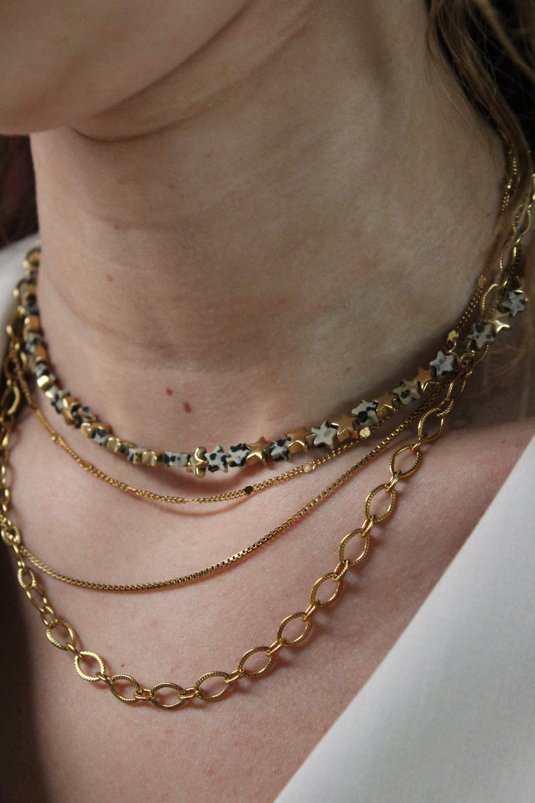 Stargazing - Necklace - Natural Stone - Stainless Steel