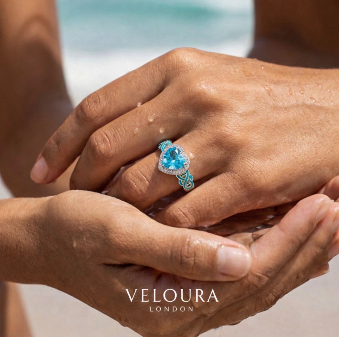Ocean Heart Ring - Aquamarine