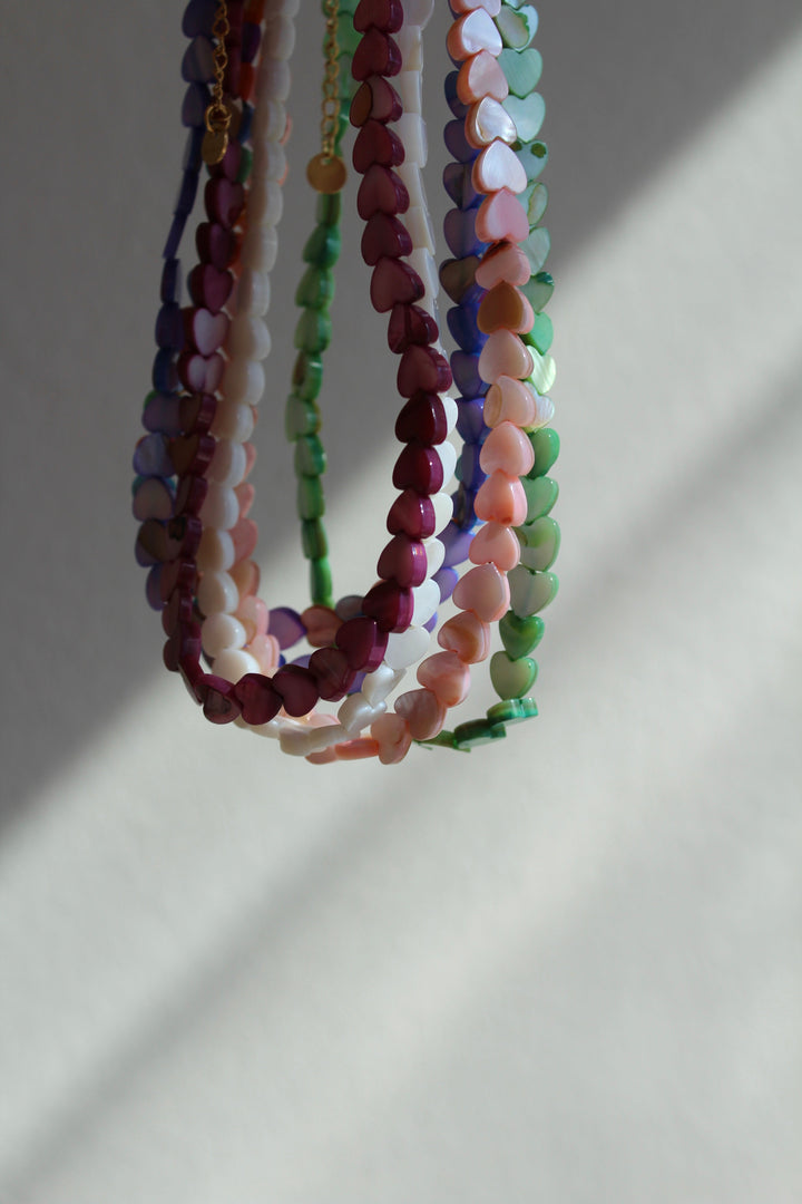 Heart To Heart - Necklace - Natural Stone - Stainless Steel