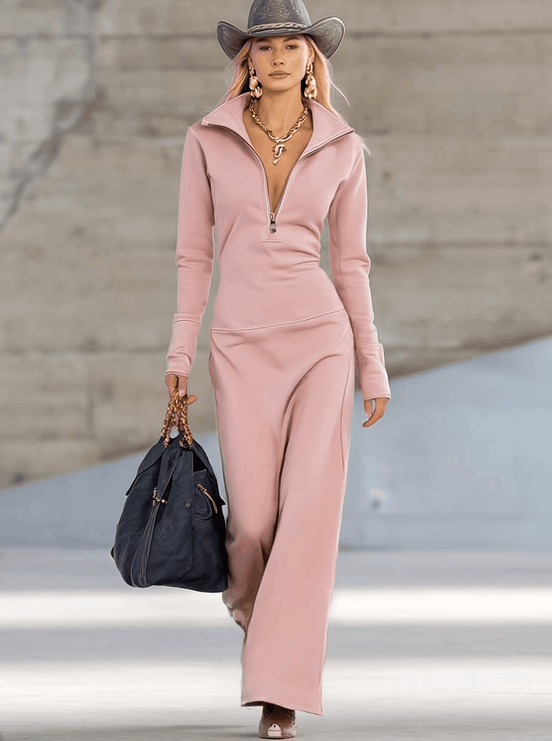 Gaia | Zip-up V-neck Sport Dress