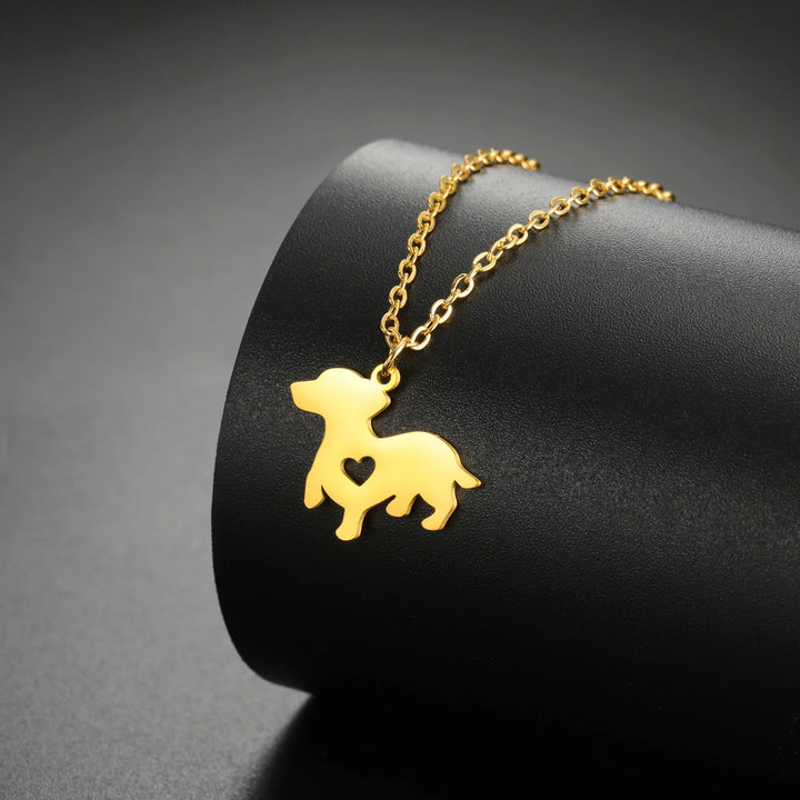 Puppy Dog Pendant Necklace – Stainless Steel Jewelry for Women, Men & Kids