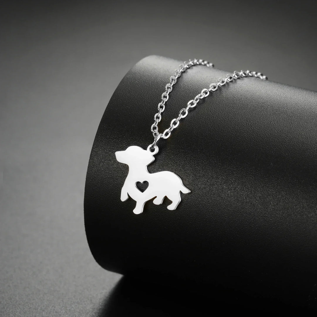 Puppy Dog Pendant Necklace – Stainless Steel Jewelry for Women, Men & Kids