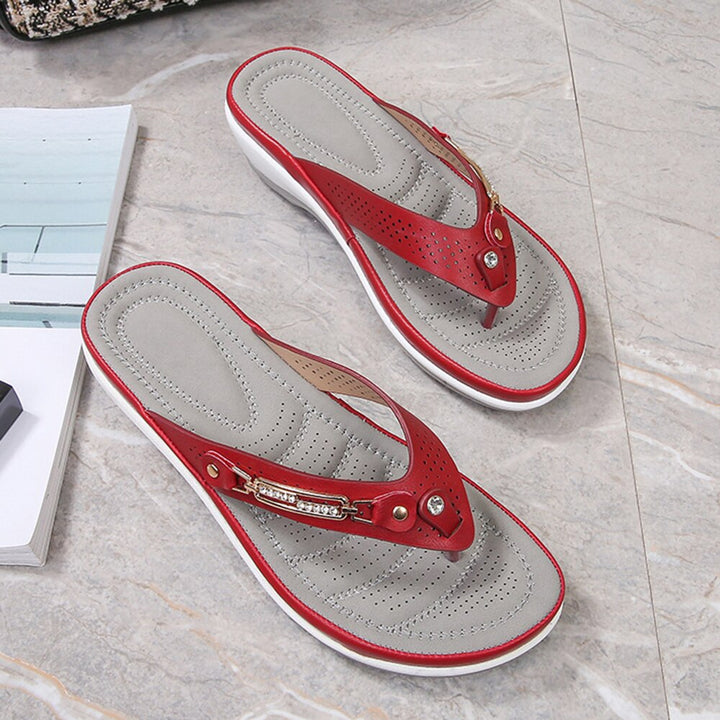 Karen | Women’s Arch Support Soft Cushion Leather Flip Flops